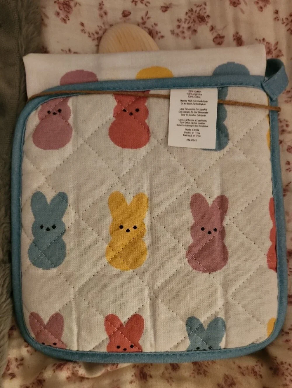 Nordstrom Blue Multicolor 'Chillin with My Peeps' Pot Holder Set